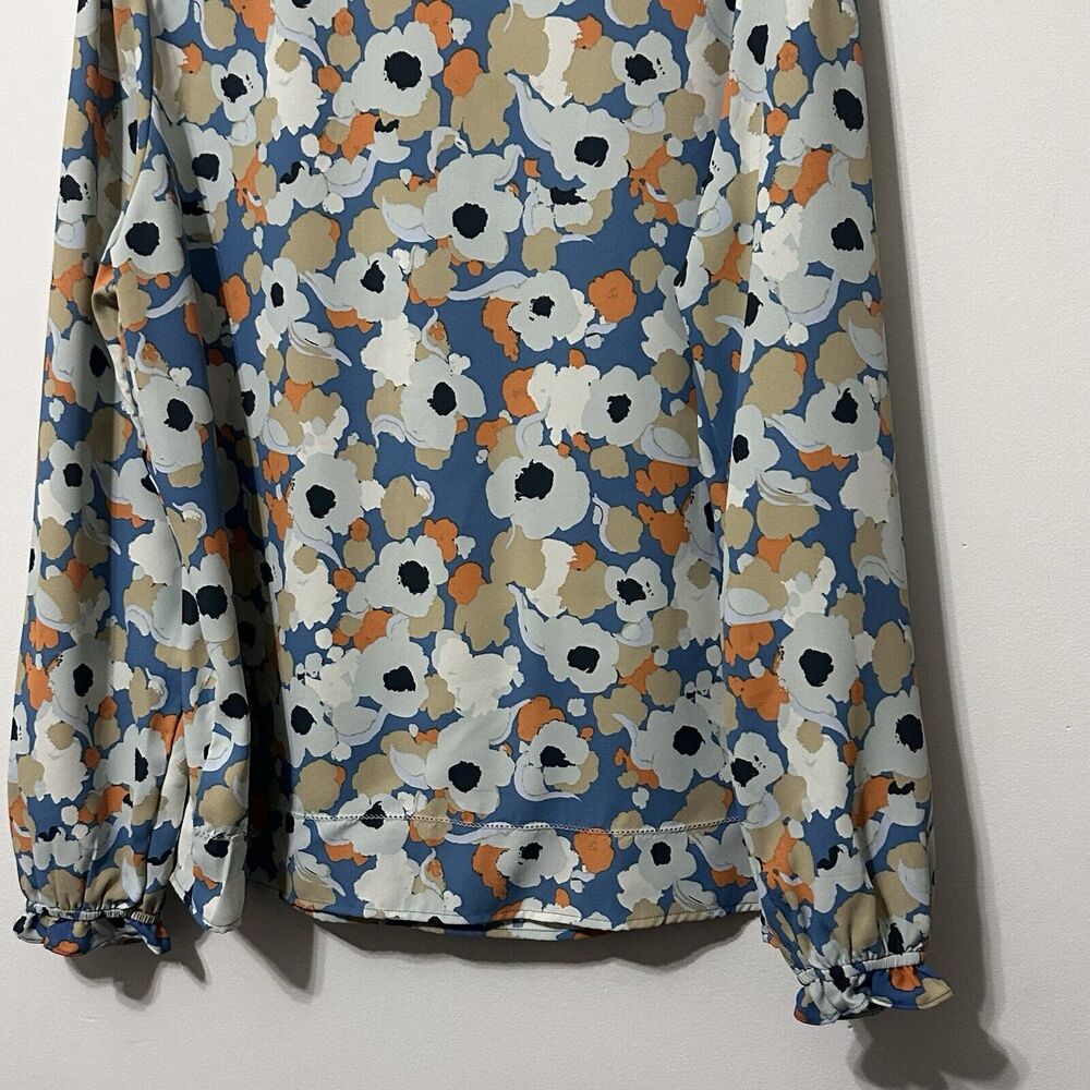 Joie Floral Fields Long Sleeve Peasant Top Blouse M Casual Summer Blue Popover - Picture 8 of 11